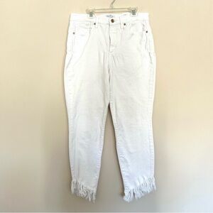 Sofia by Sofia Vergara Rosa Curvy Ankle Women’s White Western Fringe Hem Jeans